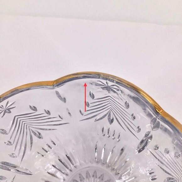 Mikasa Christmas Tree & Star Holiday Crystal Bowl Scalloped Gilt Edges Hexagon - Picture 5 of 10